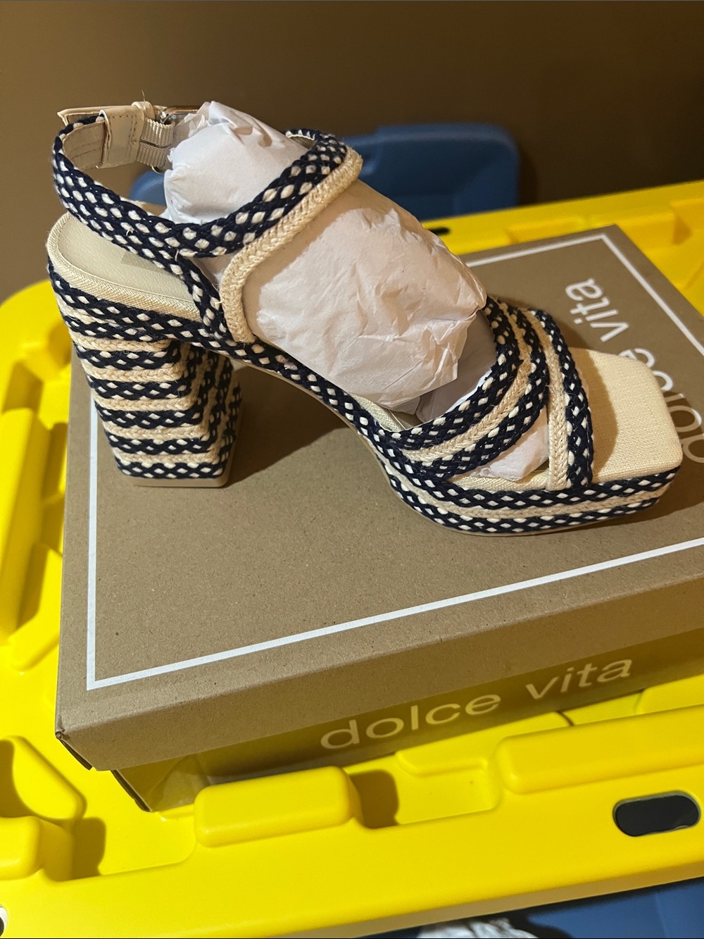 Dolce Vita Anissa Navy Multi Platform Sz 8 NEW